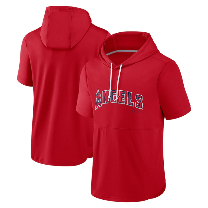 Men's Los Angeles Angels Red Sideline Training Hooded Performance T-Shirt - Click Image to Close